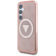 Guess 4G Glitter Triangle Buttons MagSafe Case for Samsung Galaxy S25 Pink