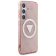 Guess 4G Glitter Triangle Buttons MagSafe Case for Samsung Galaxy S25 Pink