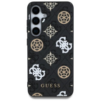 Guess 4G Printed Colored Peony Pattern MagSafe case for Samsung Galaxy S25 black