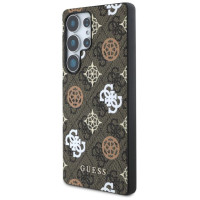 Guess 4G Printed Colored Peony Pattern MagSafe Case for Samsung Galaxy S25 Ultra Brown