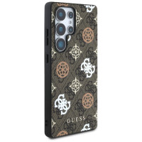 Guess 4G Printed Colored Peony Pattern MagSafe Case for Samsung Galaxy S25 Ultra Brown