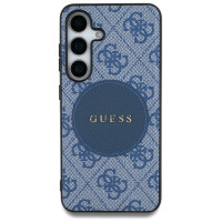 Guess 4G Round Patch Classic Logo MagSafe case for Samsung Galaxy S25 Plus blue