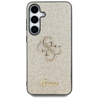 Guess Fixed Glitter Big 4G Metal Logo case for Samsung Galaxy S25 gold