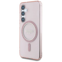 Guess Glitter Circle Classic Logo MagSafe Case for Samsung Galaxy S25 Pink