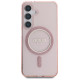 Guess Glitter Circle Classic Logo MagSafe Case for Samsung Galaxy S25 Pink