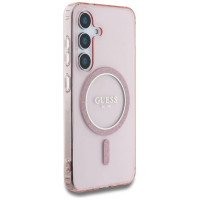 Guess Glitter Circle Classic Logo MagSafe Case for Samsung Galaxy S25 Pink