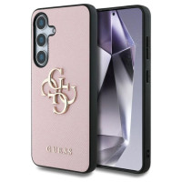 Guess Grained Big 4G Logo Small Classic Logo case for Samsung Galaxy S25 pink