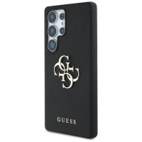 Guess Grained Big 4G Logo Small Classic Logo case for Samsung Galaxy S25 Ultra black