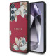 Guess Grained Printed Flower Pattern MagSafe case for Samsung Galaxy S25 fuchsia