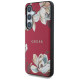 Guess Grained Printed Flower Pattern MagSafe case for Samsung Galaxy S25 fuchsia