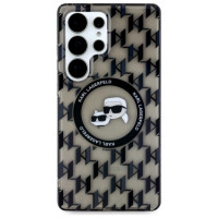 Karl Lagerfeld Case Karl Lagerfeld Button Karl & Choupette Heads On KL Pattern MagSafe Samsung Galaxy S25 Ultra black