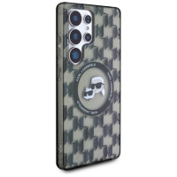 Karl Lagerfeld Case Karl Lagerfeld Button Karl & Choupette Heads On KL Pattern MagSafe Samsung Galaxy S25 Ultra black
