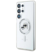 Karl Lagerfeld Case Karl Lagerfeld Button Karl & Choupette Heads Printed Logo MagSafe Samsung Galaxy S25 Ultra white