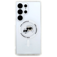 Karl Lagerfeld Case Karl Lagerfeld Button Karl & Choupette Heads Printed Logo MagSafe Samsung Galaxy S25 Ultra white