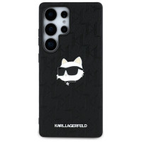 Karl Lagerfeld Leather Monogram Pin Logo Choupette Head Samsung Galaxy S25 Ultra Case Black