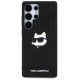 Karl Lagerfeld Leather Monogram Pin Logo Choupette Head Samsung Galaxy S25 Ultra Case Black