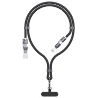 Dudao L20MAX 4in1 Cable / Lanyard USB-A / USB-C / Lightning PD QC 65W 1.5m - Black