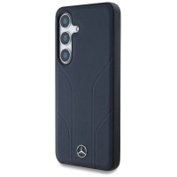 Mercedes Leather Debossed Lines MagSafe Case for Samsung Galaxy S25 - Blue