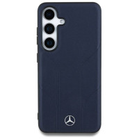 Mercedes Leather Debossed Lines MagSafe Case for Samsung Galaxy S25 - Blue