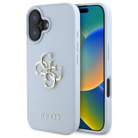 Guess Grained Big 4G Logo Small Classic Logo case for iPhone 16 - blue