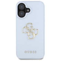 Guess Grained Big 4G Logo Small Classic Logo case for iPhone 16 - blue