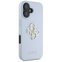 Guess Grained Big 4G Logo Small Classic Logo case for iPhone 16 - blue
