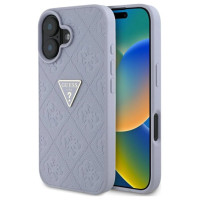 Guess Hot Stamp 4G Pattern Triangle Metal Logo iPhone 16 Case - Purple