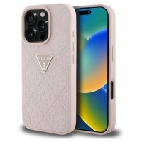 Guess Hot Stamp 4G Pattern Triangle Metal Logo iPhone 16 Pro Max Case - Pink