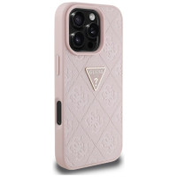 Guess Hot Stamp 4G Pattern Triangle Metal Logo iPhone 16 Pro Max Case - Pink