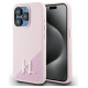 Karl Lagerfeld Silicone Shadow Metal Initial MagSafe Case for iPhone 15 Pro Max Pink