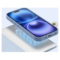 Dux Ducis Lawa iPhone 16 Leather Case with Detachable Magnetic Wallet - Blue