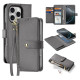Dux Ducis Lawa iPhone 16 Pro Leather Case with Detachable Magnetic Wallet - Gray