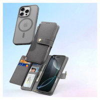 Dux Ducis Lawa iPhone 16 Pro Leather Case with Detachable Magnetic Wallet - Gray
