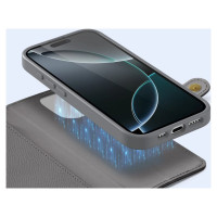 Dux Ducis Lawa iPhone 16 Pro Leather Case with Detachable Magnetic Wallet - Gray