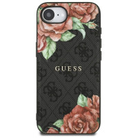 Guess 4G Flowers Print MagSafe case for iPhone 16e - black