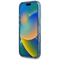 Guess IML Metal Glitter 4G Circle Triangle MagSafe Case for iPhone 16 Pro Max - Blue