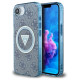Guess IML Metal Glitter 4G Circle Triangle MagSafe Case for iPhone 16e - Blue