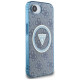 Guess IML Metal Glitter 4G Circle Triangle MagSafe Case for iPhone 16e - Blue
