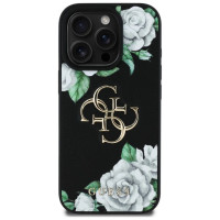 Guess Grained Roses Big 4G logo iPhone 16 Pro case - black