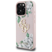 Guess Grained Roses Big 4G logo iPhone 16 Pro case - pink
