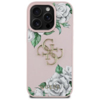 Guess Grained Roses Big 4G logo iPhone 16 Pro case - pink