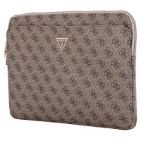 Guess Sleeve 4G Zipper Pocket Triangle Logo 14" Laptop Bag - Brown