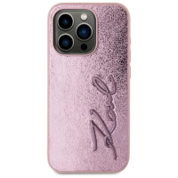 Karl Lagerfeld Wrinkled Metal Signature iPhone 15 Pro Max Case - Pink