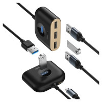 Baseus HUB Baseus Square USB-A to 1x USB-A 3.2 Gen 1 / 3x USB 2.0 with 1m cable - black