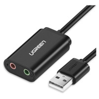 Ugreen external sound card music adapter USB - 3.5 mm mini jack 15cm black (30724)