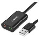 Ugreen external sound card music adapter USB - 3.5 mm mini jack 15cm black (30724)