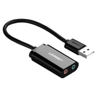 Ugreen external sound card music adapter USB - 3.5 mm mini jack 15cm black (30724)