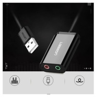 Ugreen external sound card music adapter USB - 3.5 mm mini jack 15cm black (30724)
