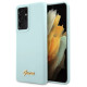 Guess GUHCS21LLSLMGLB S21 Ultra G998 blue/blue hardcase Silicone Script Metal Logo