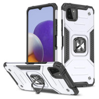 Wozinsky Ring Armor Case Kickstand Tough Rugged Cover for Samsung Galaxy A22 4G silver